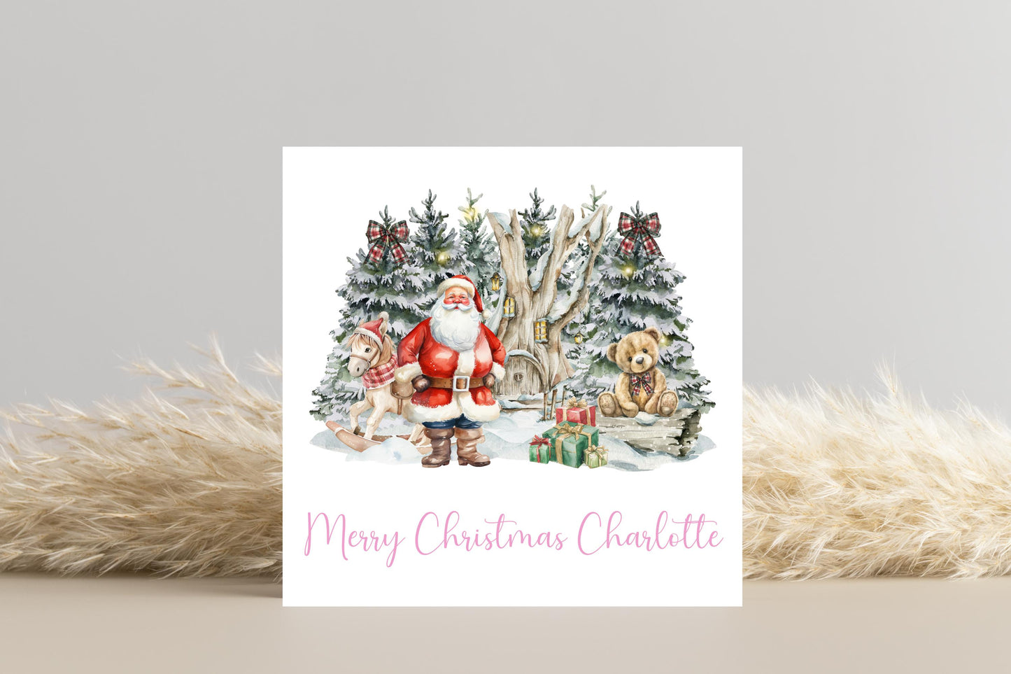 Personalised Santa and Teddy Bear Christmas Card