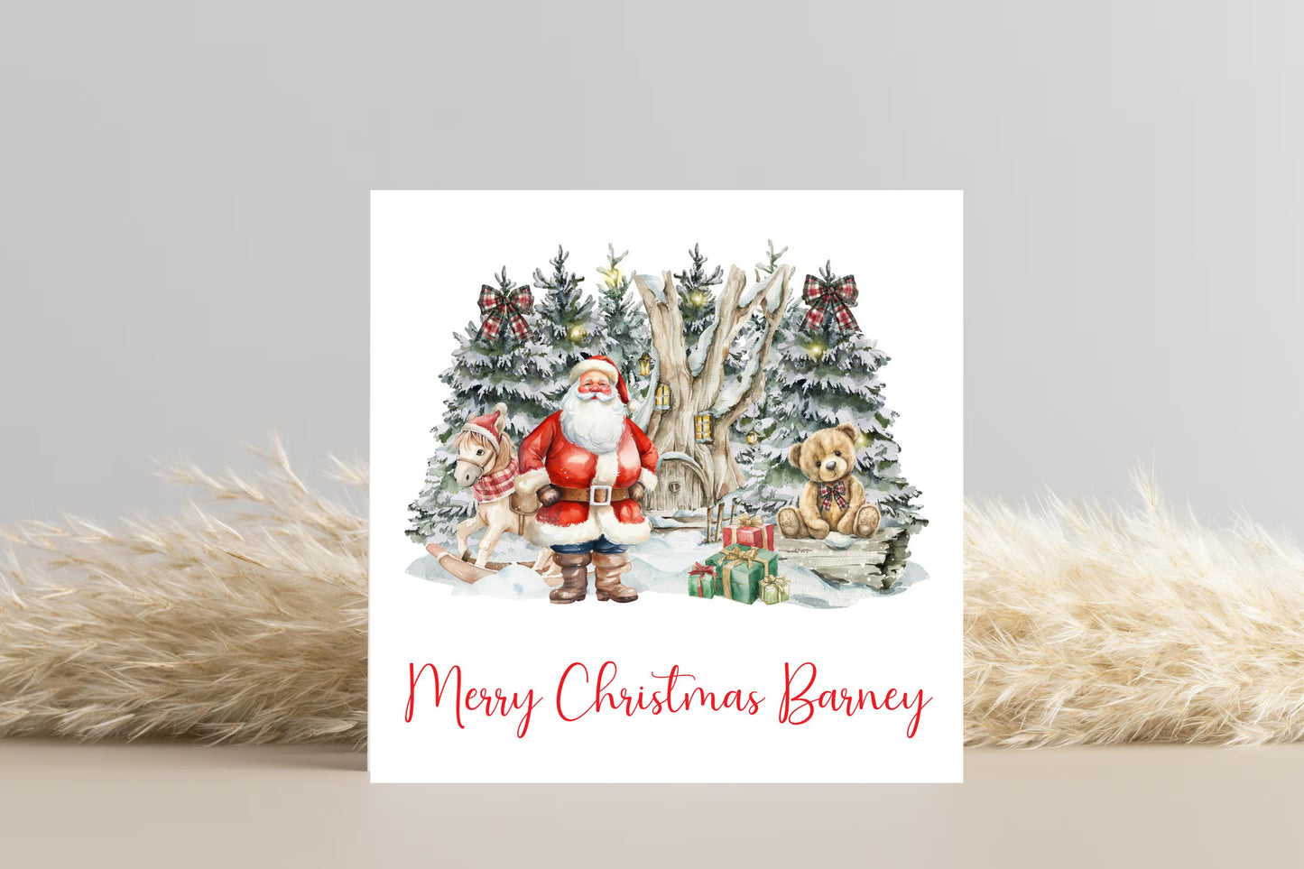 Personalised Santa and Teddy Bear Christmas Card