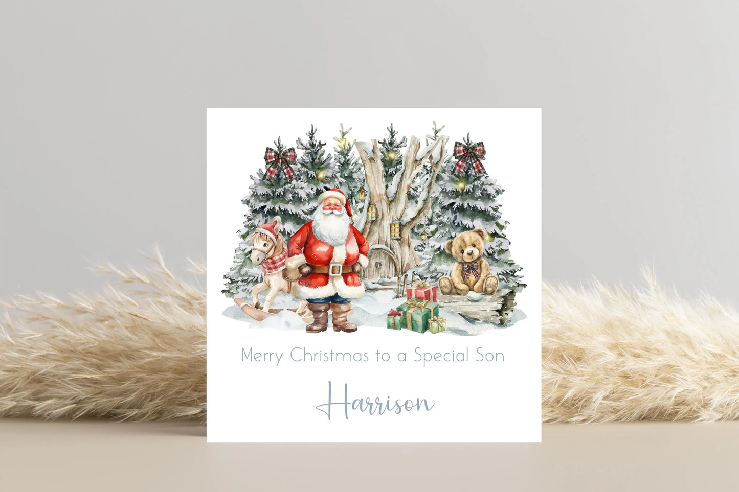 Personalised Father Christmas Christmas Scene Christmas Card