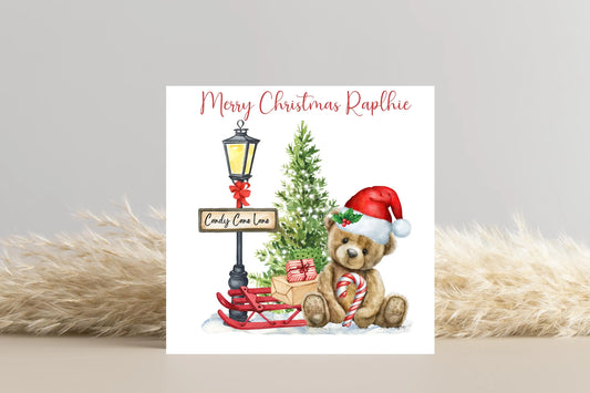 Teddy Bear Christmas Card- Personalised