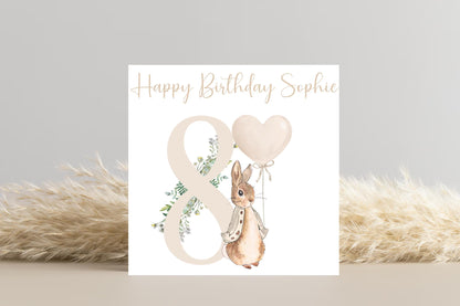 Personalised Peter Rabbit Beige Birthday Card