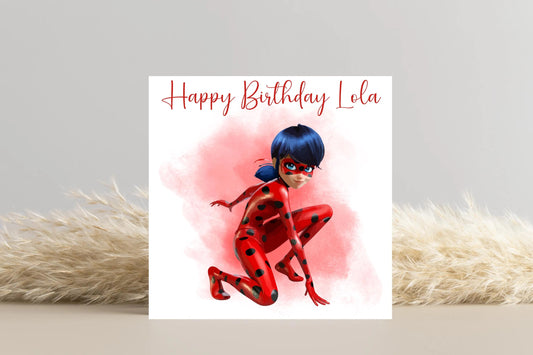 Personalised miraculous ladybug Birthday Card