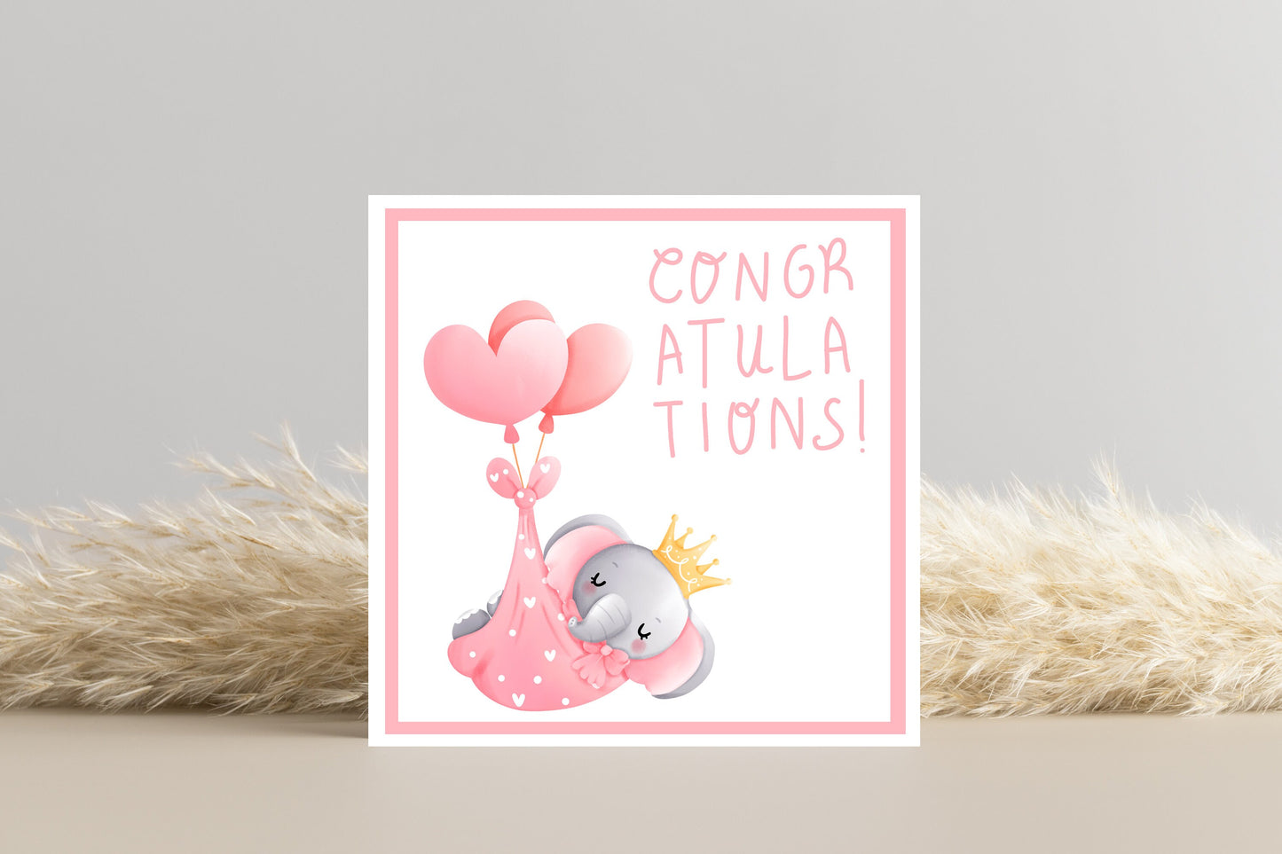 Congratulations Card for Baby Boy/Girl | Elephant Design | Personalised