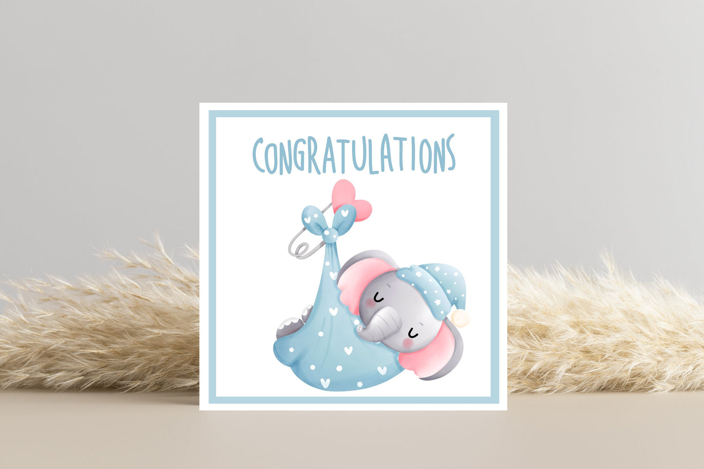 Congratulations Card for Baby Boy/Girl | Elephant Design | Personalised