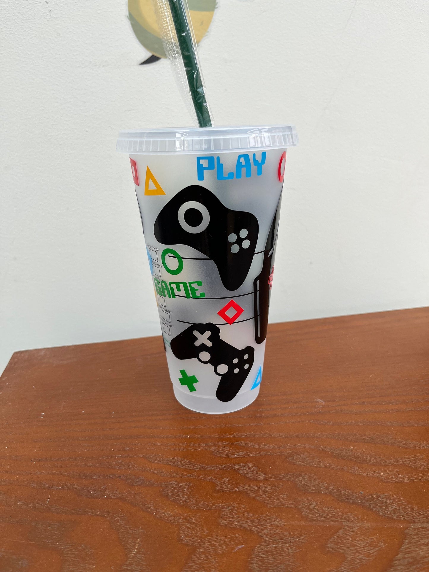 Gaming Gamer Fuel Gaming Theme Reusable 24oz  Cold Cup