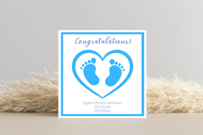 Personalised Congratulations Card for Baby Boy/Girl | Custom Name, Date & Time of Birth