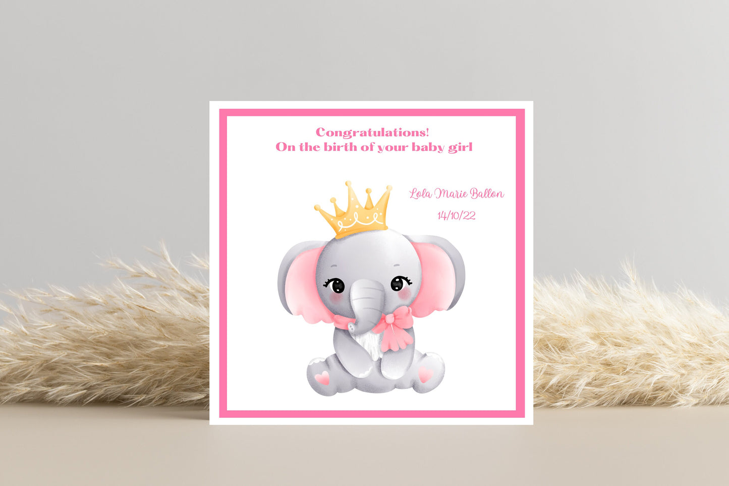 Congratulations Card for Baby Boy/Girl | Elephant Design | Personalised