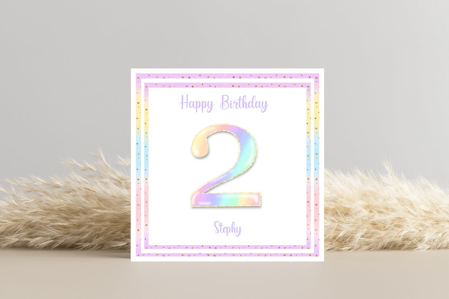 Personalized Rainbow Effect Pastel Coloured Number Birthday Card