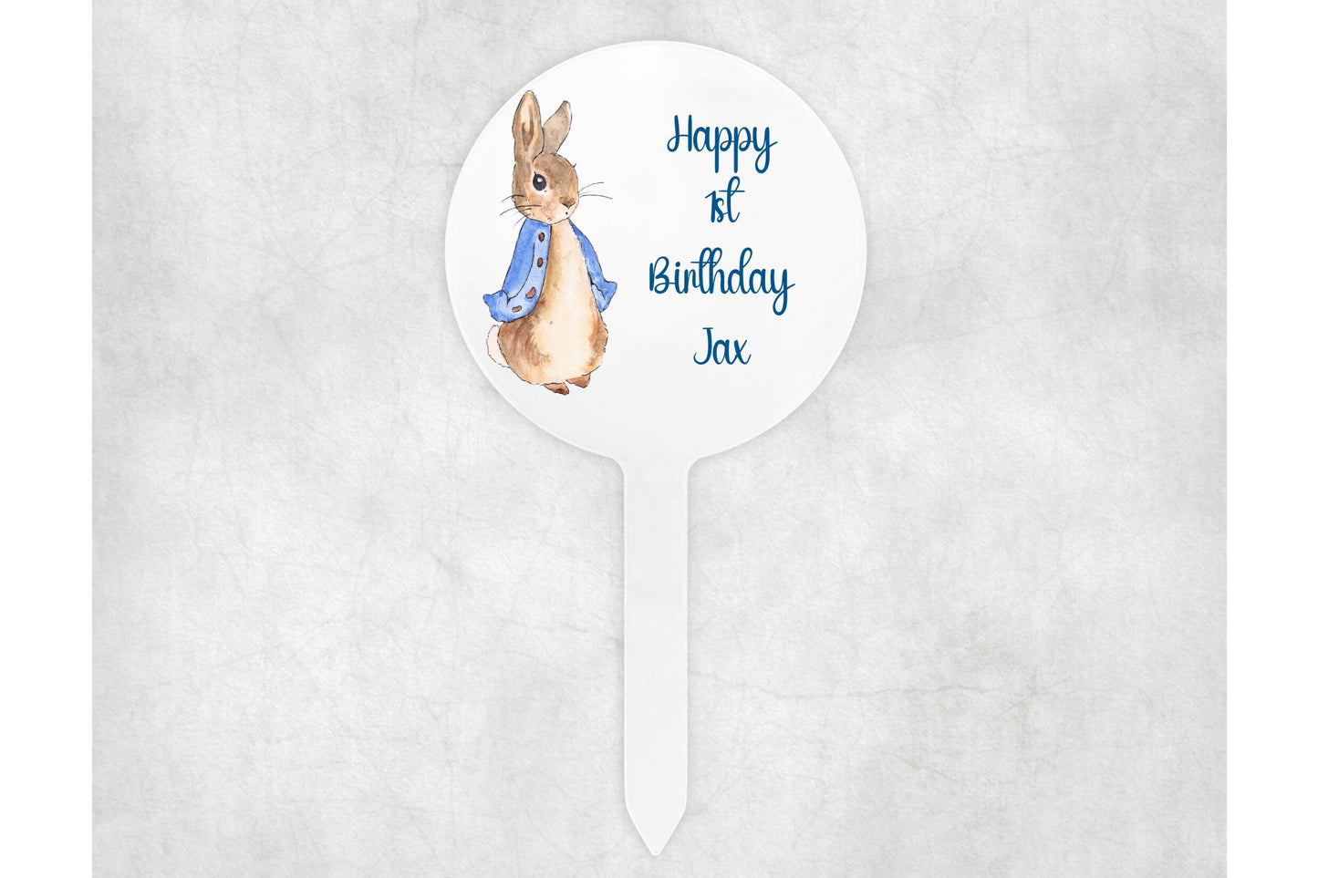 Personalised Peter Rabbit Acrylic Cake Topper - Custom Name & Age - Ideal for 1st Birthdays