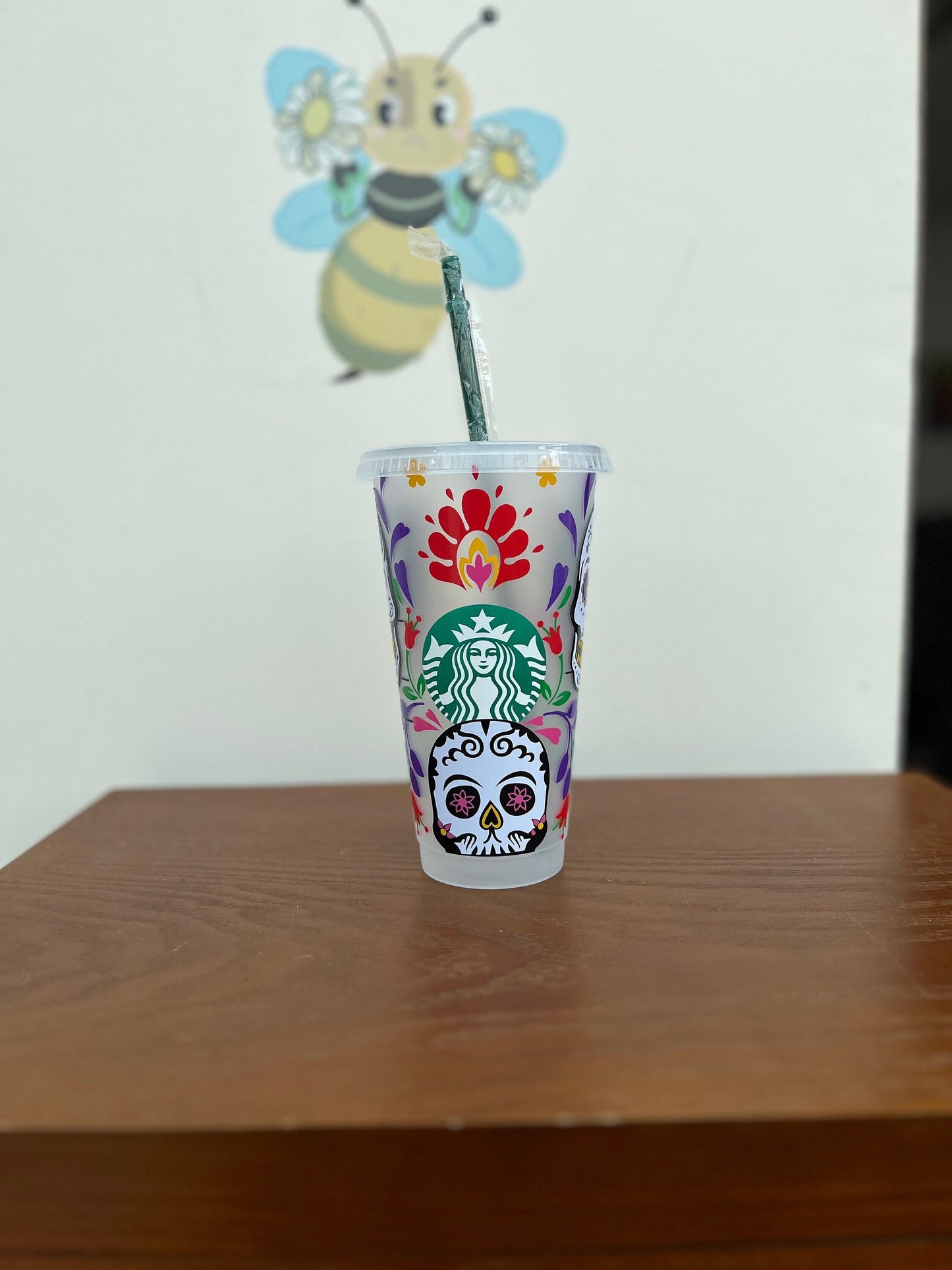 Sugar Skull Reusable Cold Cup - Day of the Dead, Skulls, Halloween