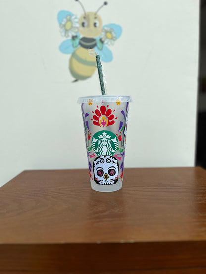 Sugar Skull Reusable Cold Cup - Day of the Dead, Skulls, Halloween