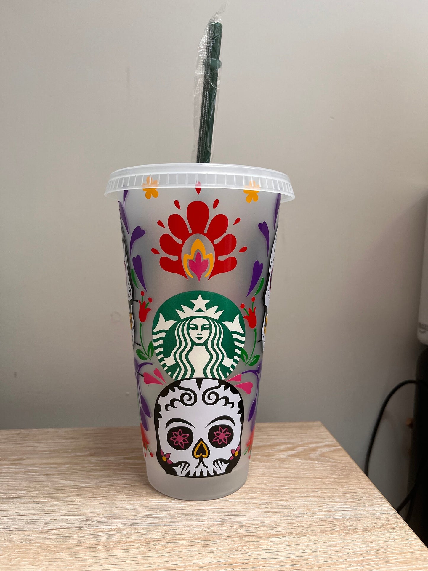 Sugar Skull Reusable Cold Cup - Day of the Dead, Skulls, Halloween