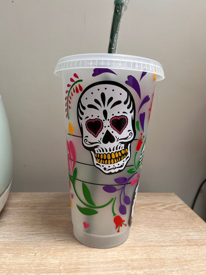 Sugar Skull Reusable Cold Cup - Day of the Dead, Skulls, Halloween