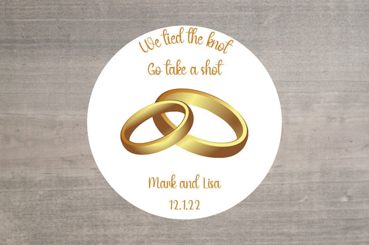 20 X Custom 'We Tied the Knot' Stickers - Cheers to a Memorable Wedding Day with Shots