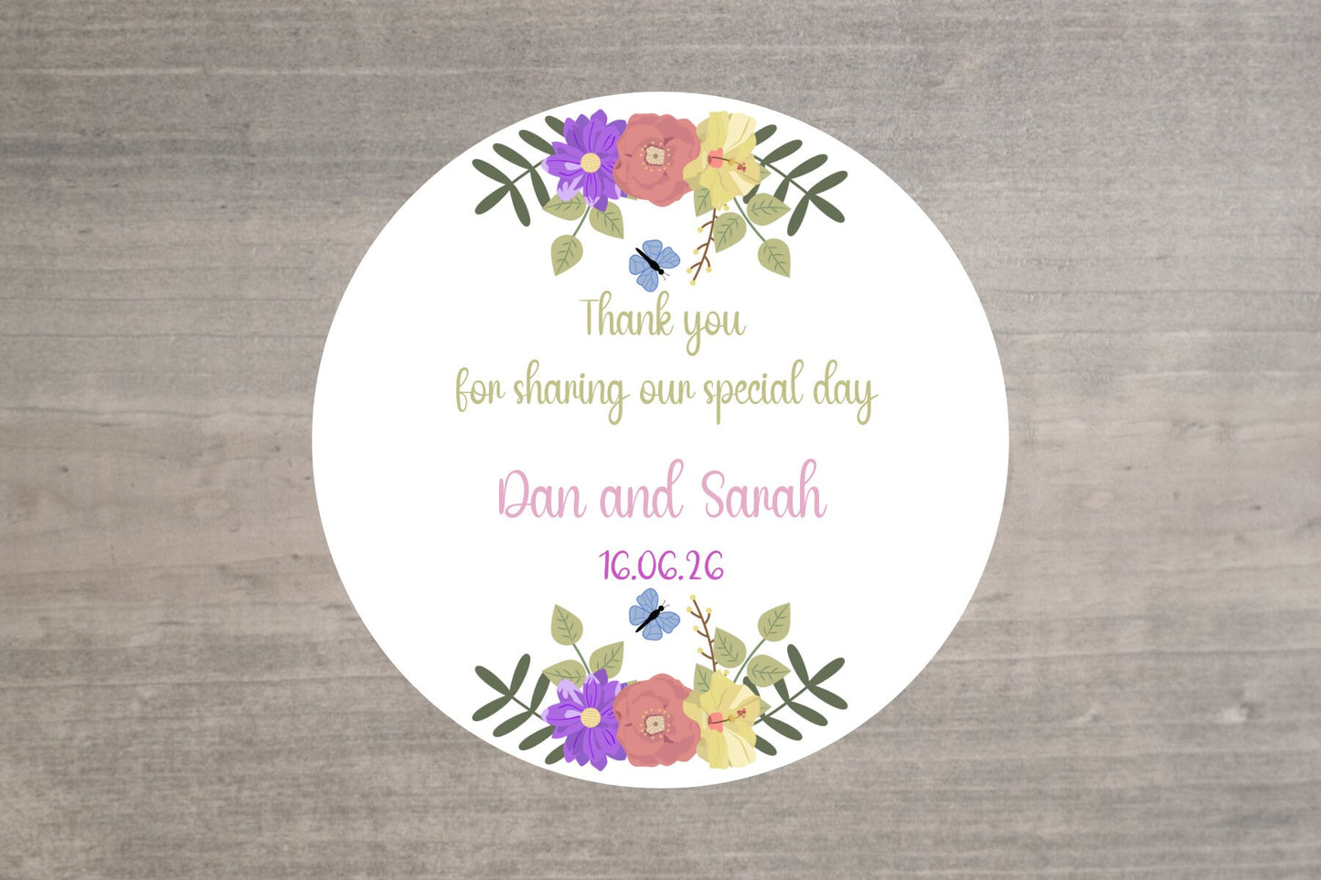 20 X Thank You for coming Personalised Wedding Day Favour Stickers