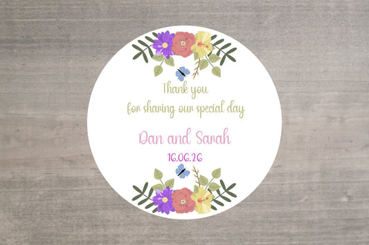 20 X Thank You for coming Personalised Wedding Day Favour Stickers