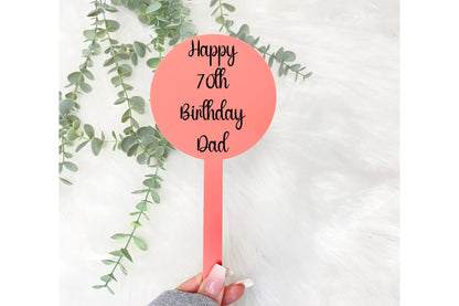 Personalised Raspberry Sherbert Acrylic Birthday Cake Topper with Name and Age - Ideal for Milestone Celebrations!