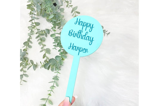 Personalised Turquoise Acrylic Birthday Cake Topper with Name