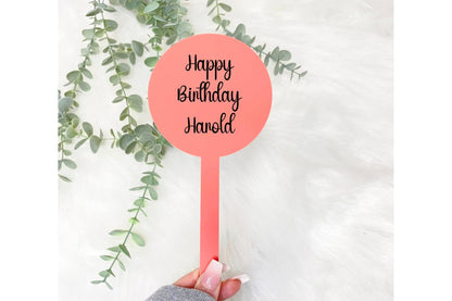 Personalised Raspberry Sherbert Acrylic Birthday Cake Topper with Name and Age - Ideal for Milestone Celebrations!