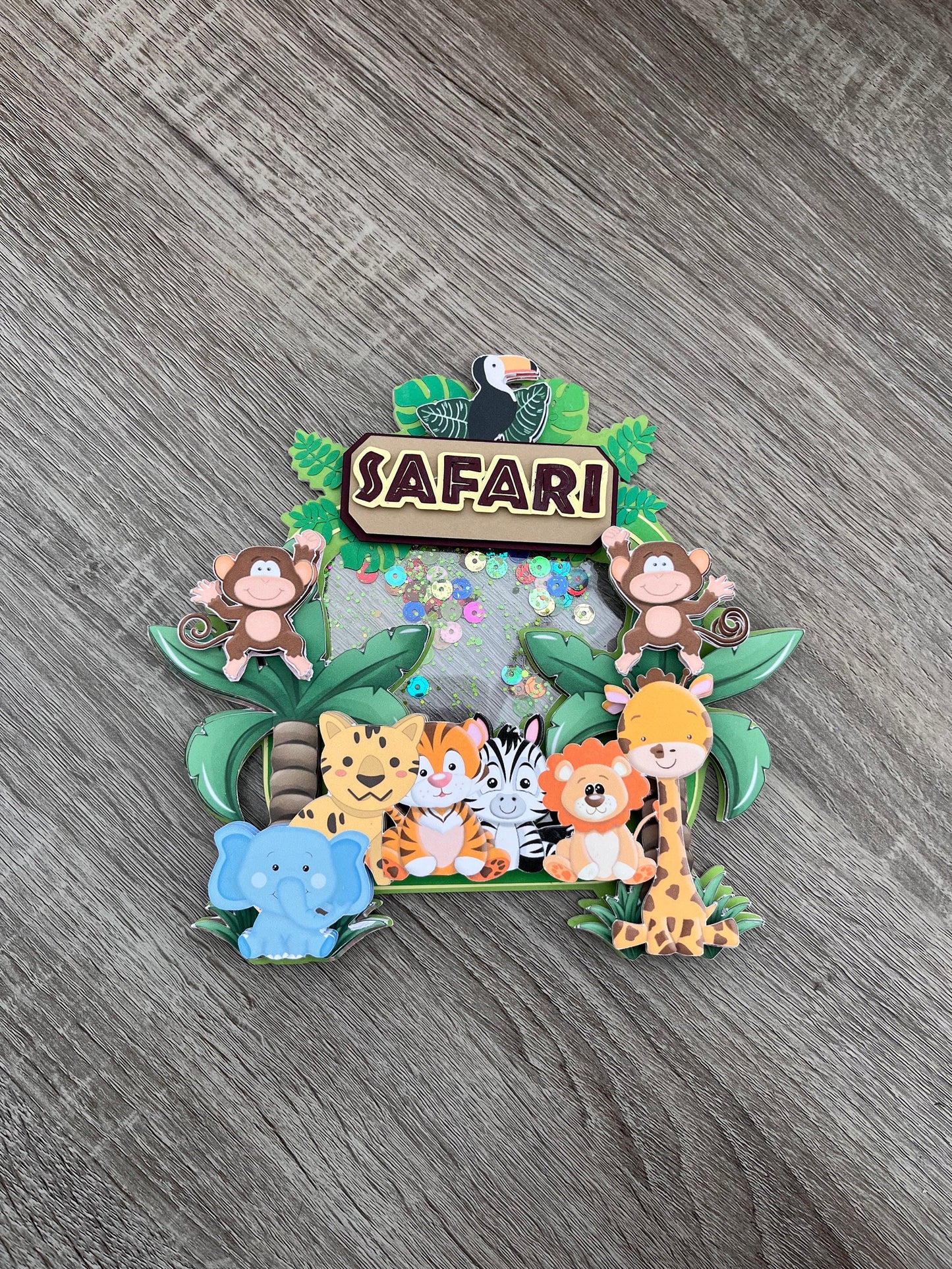 Personalised Safari themed Cake Shaker Topper