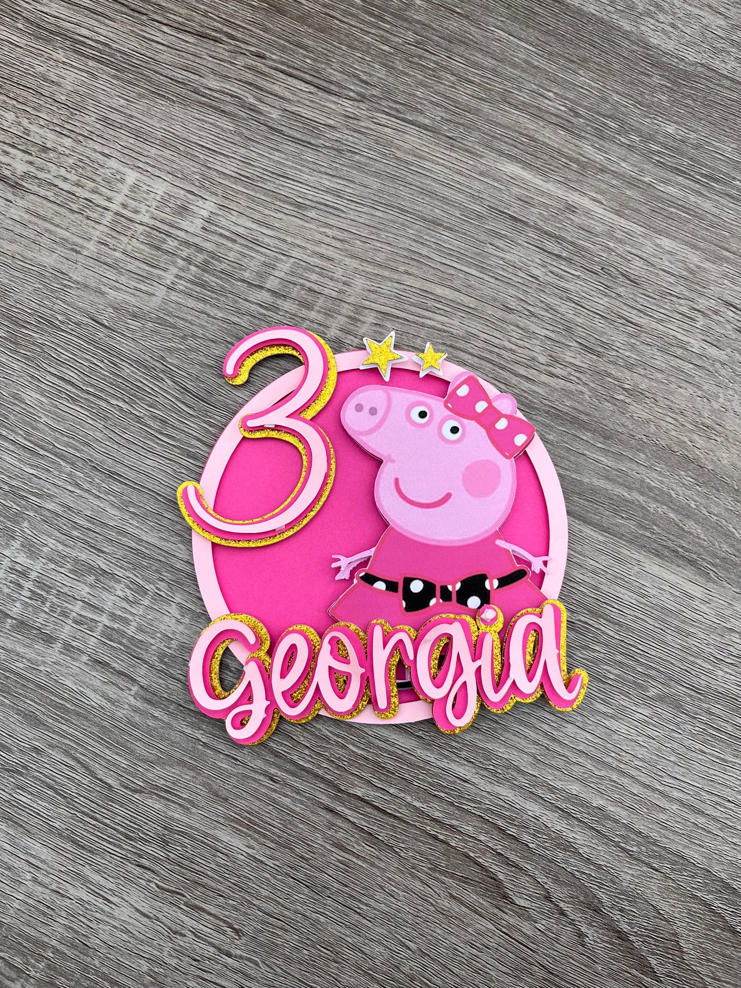 Personalised Peppa Pig themed Cake Topper