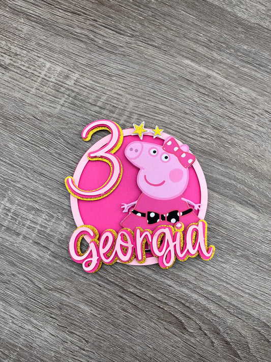 Personalised Peppa Pig themed Cake Topper