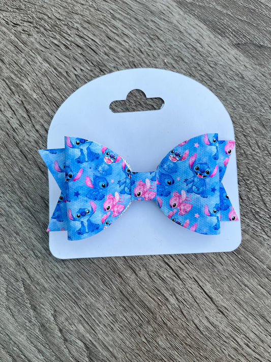 Stitch and Angel Girls Hair Bow